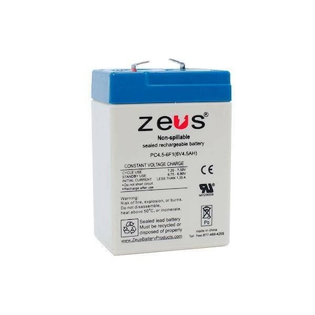 Zeus Battery Products 4.5Ah 6V F1 Sealed Lead Acid Battery PC4.5-6F1